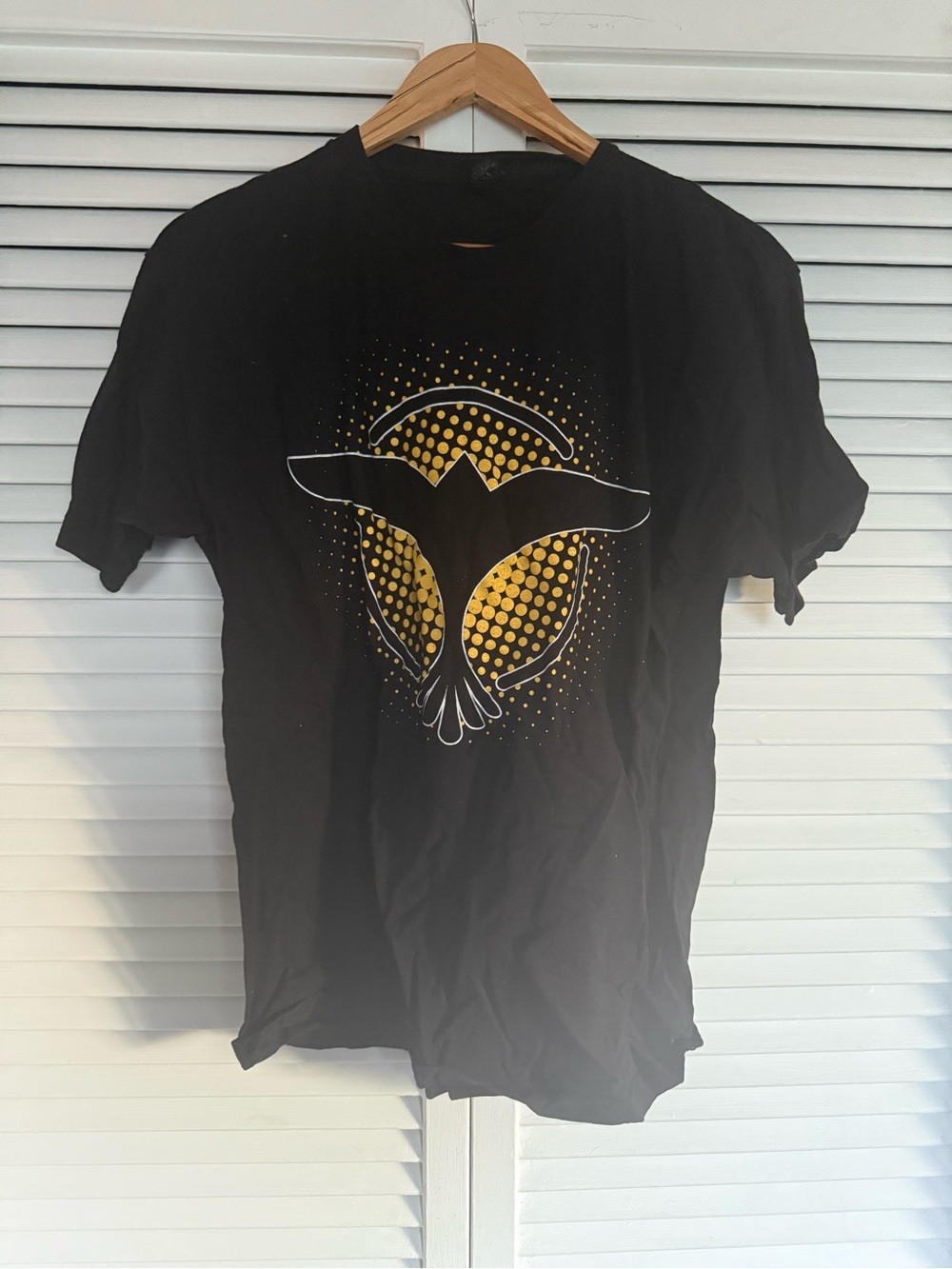 Black Short-Sleeve Tee with Yellow Whale Tail Graphic